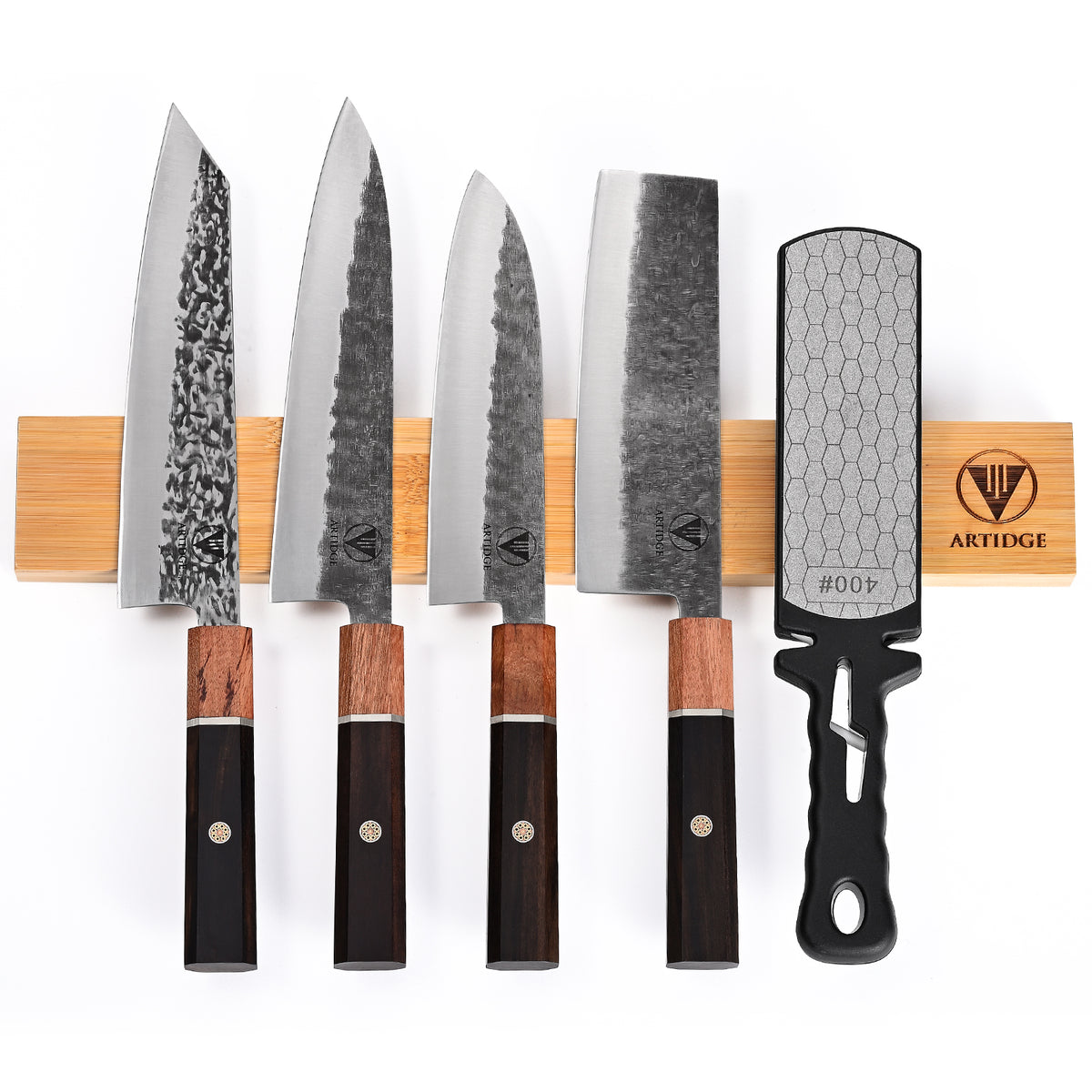ARTIDGE Powerful Magnetic Knife Strip Holder 100% Natural Bamboo, 16in/41cm Eco-friendly Magnetic Knives Strip for Wall, Utensils, and Tools, Easy No-Drill Installation Includes Adhesive & Screws