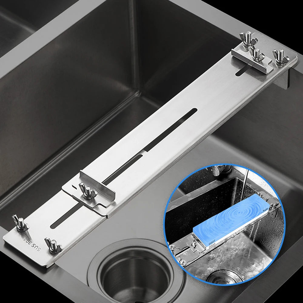 ARTIDGE Stainless Steel Whetstone Holder – Adjustable Knife Sharpening Stand for 99% Sinks & Stones, Heavy Duty 612g Rustproof Knife Sharpening Tool Rack