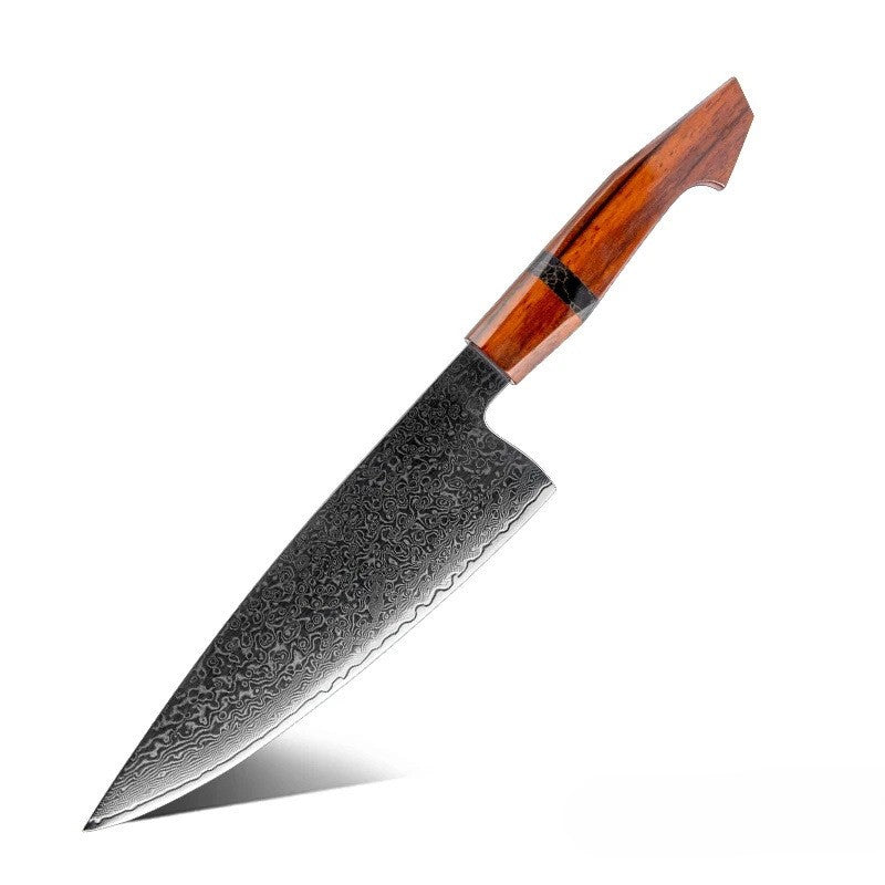 ARTIDGE 6-Piece Damascus Kitchen Knife Set – 6 PCS Chef Knife Set with Sandalwood Handle, 67-Layer 10Cr15CoMoV Damascus Steel, V-Shape 12° Edge, Flat Grind, Razor Sharp, Ergonomic Grip, Gift Box Included - Glow Series