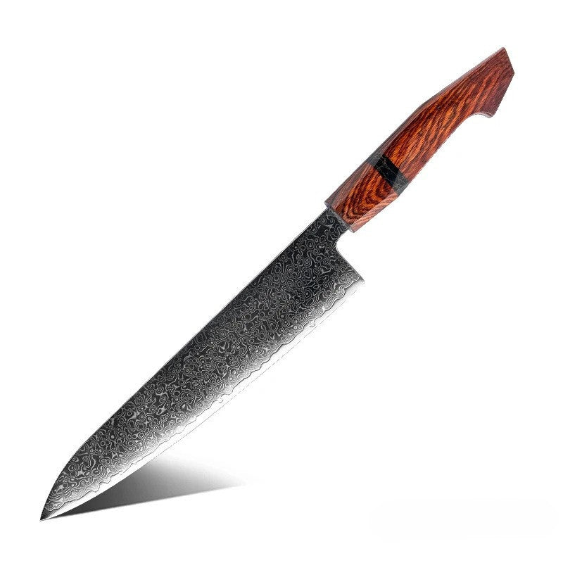 ARTIDGE 6-Piece Damascus Kitchen Knife Set – 6 PCS Chef Knife Set with Sandalwood Handle, 67-Layer 10Cr15CoMoV Damascus Steel, V-Shape 12° Edge, Flat Grind, Razor Sharp, Ergonomic Grip, Gift Box Included - Glow Series