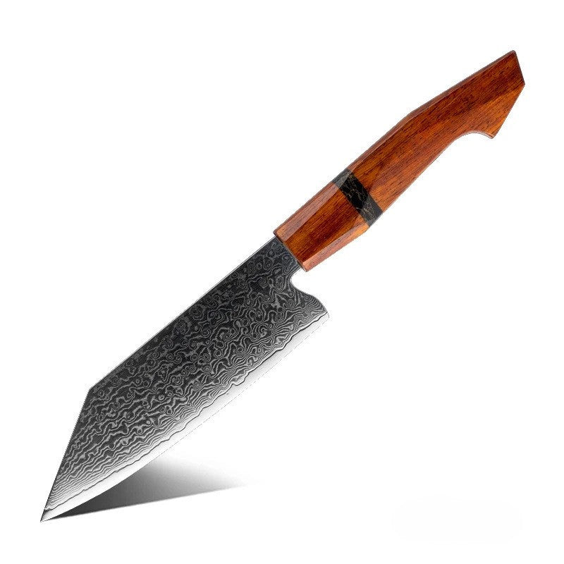 ARTIDGE 6-Piece Damascus Kitchen Knife Set – 6 PCS Chef Knife Set with Sandalwood Handle, 67-Layer 10Cr15CoMoV Damascus Steel, V-Shape 12° Edge, Flat Grind, Razor Sharp, Ergonomic Grip, Gift Box Included - Glow Series