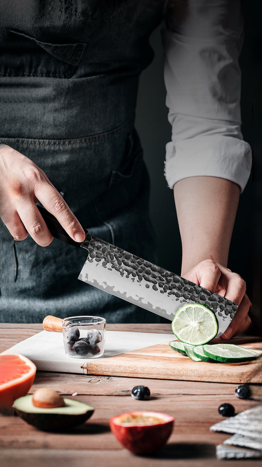 ARTIDGE 7" Japanese Nakiri Knife - 180mm San Mai Damascus Blade, Ebony Handle, Ultra-Thin Design for Effortless Vegetable Prep- JIA SERIES