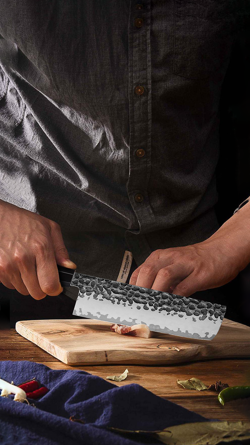 ARTIDGE 7" Japanese Nakiri Knife - 180mm San Mai Damascus Blade, Ebony Handle, Ultra-Thin Design for Effortless Vegetable Prep- JIA SERIES