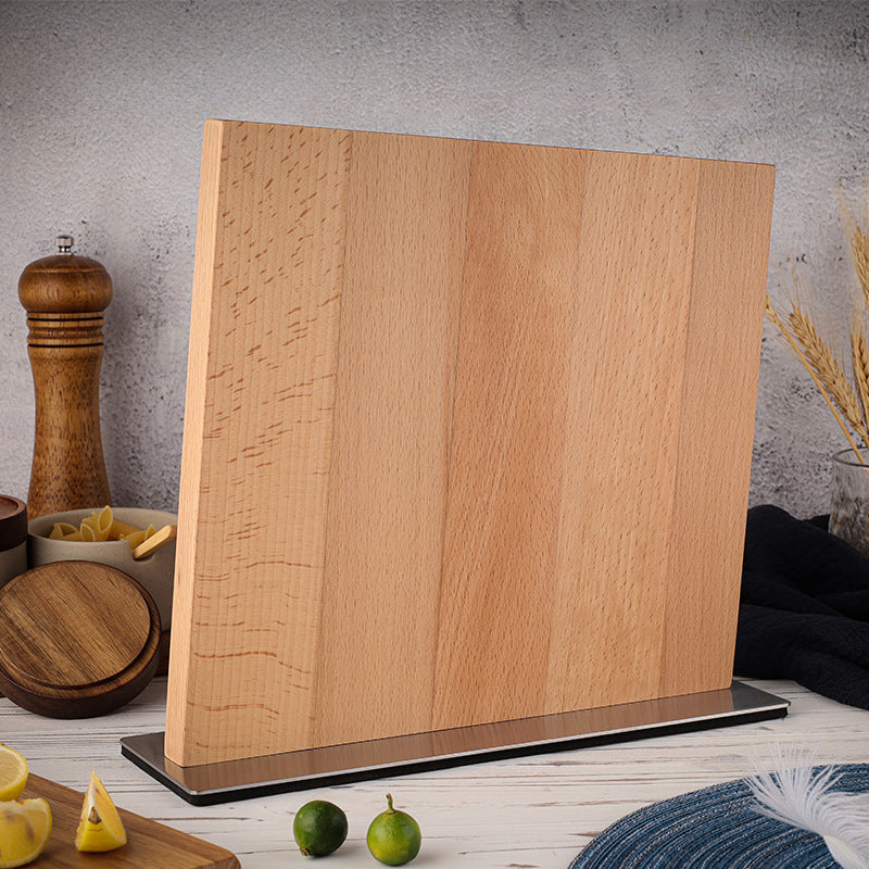ARTIDGE Magnetic Knife Block – Beech Wood Knife Holder with Non-Slip Metal Base, Durable Freestanding Magnetic Knife Stand for Kitchen Countertop Organization