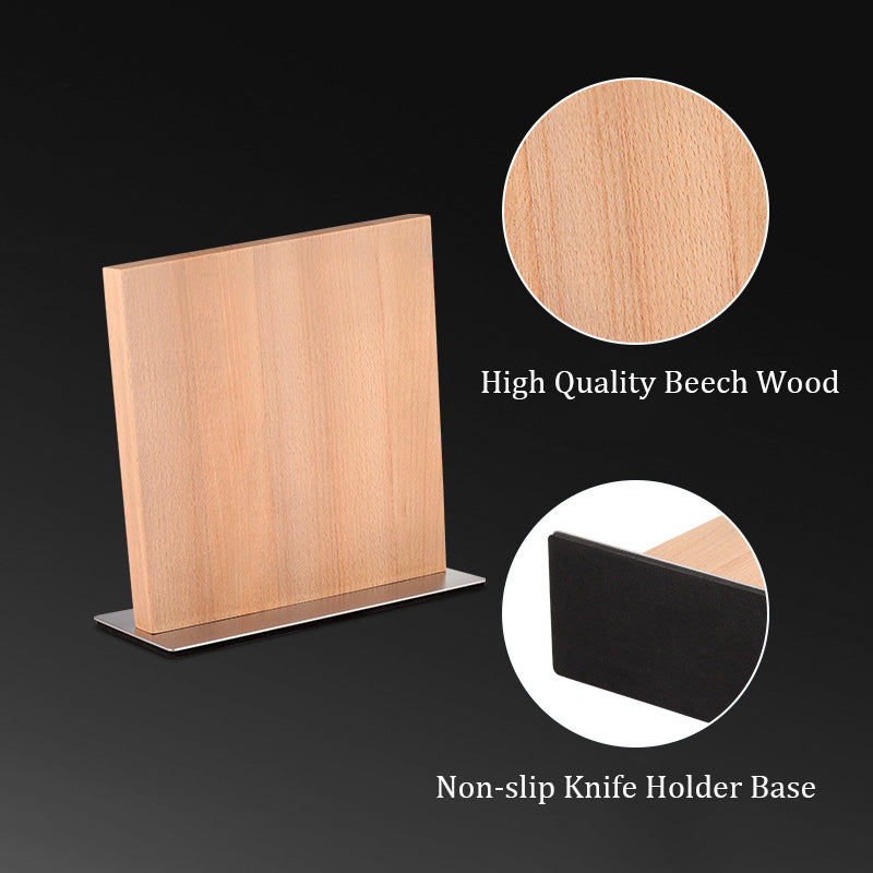 ARTIDGE Magnetic Knife Block – Beech Wood Knife Holder with Non-Slip Metal Base, Durable Freestanding Magnetic Knife Stand for Kitchen Countertop Organization