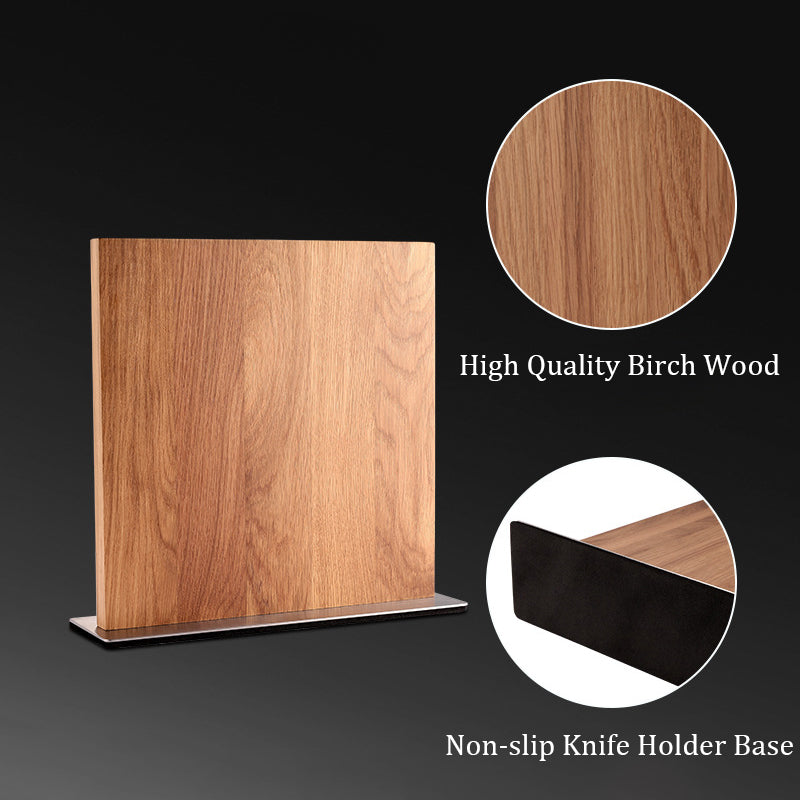 ARTIDGE Magnetic Knife Block – White Oak Wood Knife Holder with Anti-Slip Metal Base, Durable Magnetic Knife Stand for Kitchen Countertop, Modern Knife Storage Organizer
