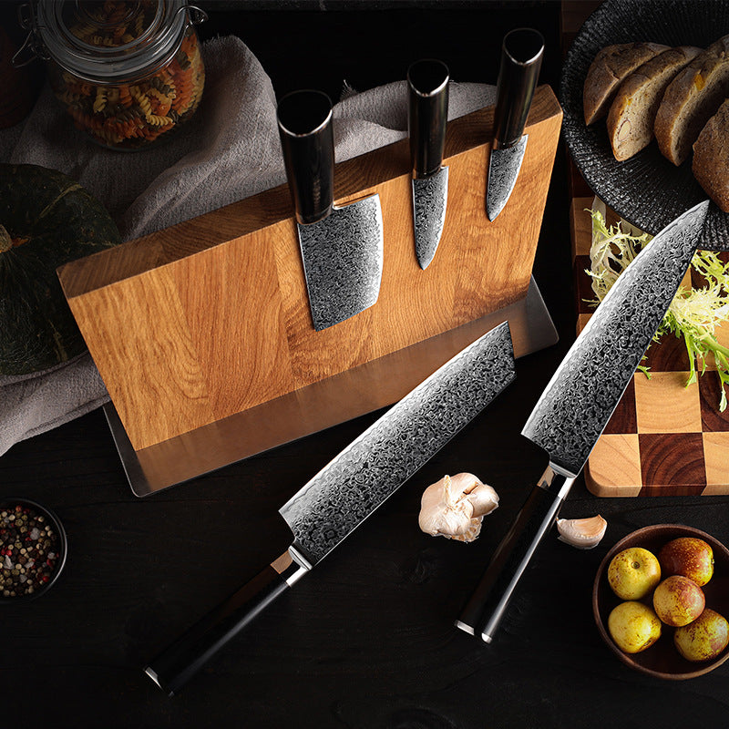 ARTIDGE Magnetic Knife Block – White Oak Wood Knife Holder with Anti-Slip Metal Base, Durable Magnetic Knife Stand for Kitchen Countertop, Modern Knife Storage Organizer
