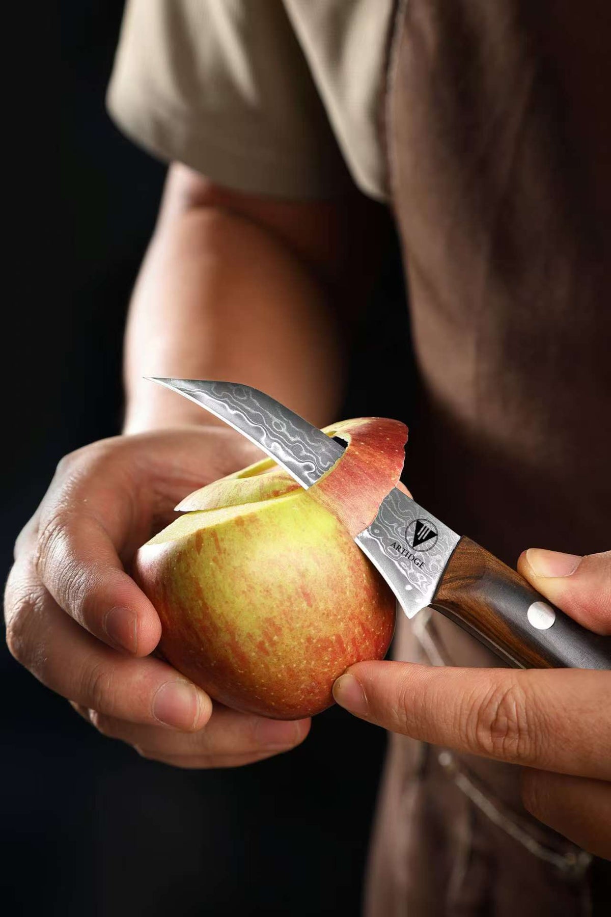 ARTIDGE 3.5" Paring Knife Damascus Steel Peel Chef Knife - 67-Layer Forged Fruit/Vegetable Knife with Natural Solid Wood Handle, 15° Double-Edged Blade, Ultra-Sharp & Corrosion Resistant-Sheng Series