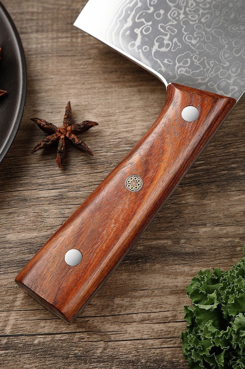 ARTIDGE 7.5" Damascus Steel Bone Knife, 67-Layer Forged Blade with Pearwood Handle, Heavy Duty Butcher Knife for Meat, Bones & Frozen Food - Ci Series