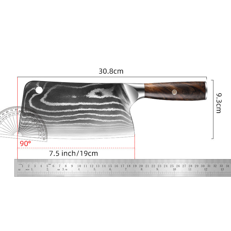 ARTIDGE 67-Layer Damascus Steel Bone Knife – 7.5" Heavy Duty Butcher Knife for Meat & Bone Cutting, Handmade Chinese Chopper with Ebony Wood Handle, 60±2 HRC - Ci Series