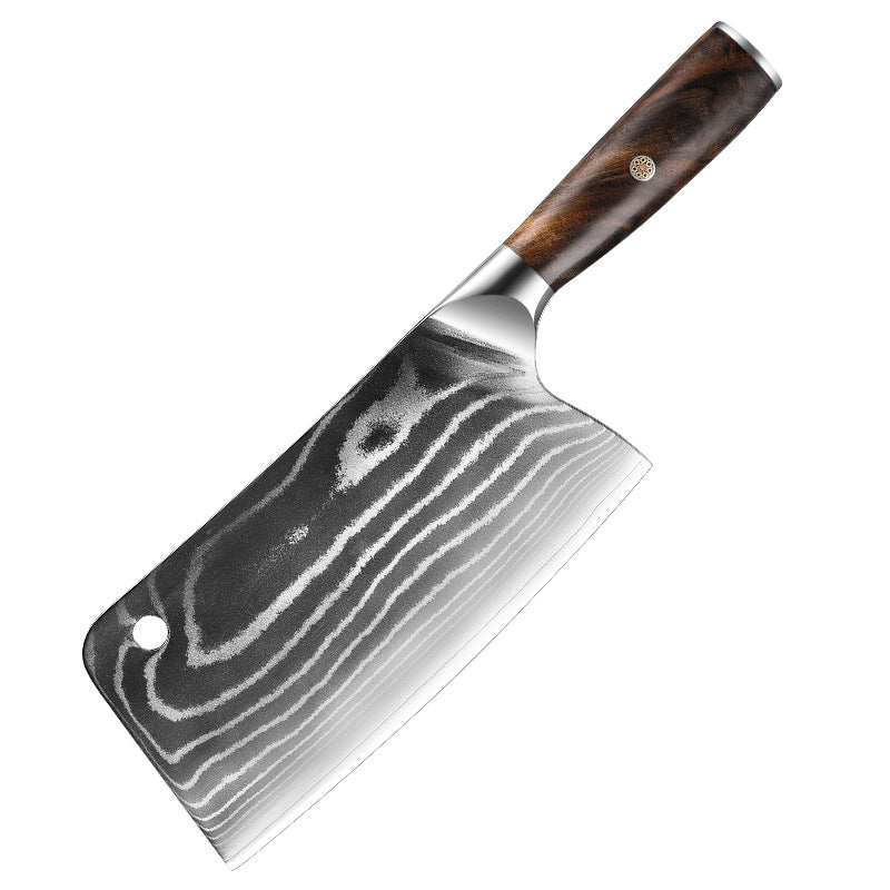 ARTIDGE 67-Layer Damascus Steel Bone Knife – 7.5" Heavy Duty Butcher Knife for Meat & Bone Cutting, Handmade Chinese Chopper with Ebony Wood Handle, 60±2 HRC - Ci Series