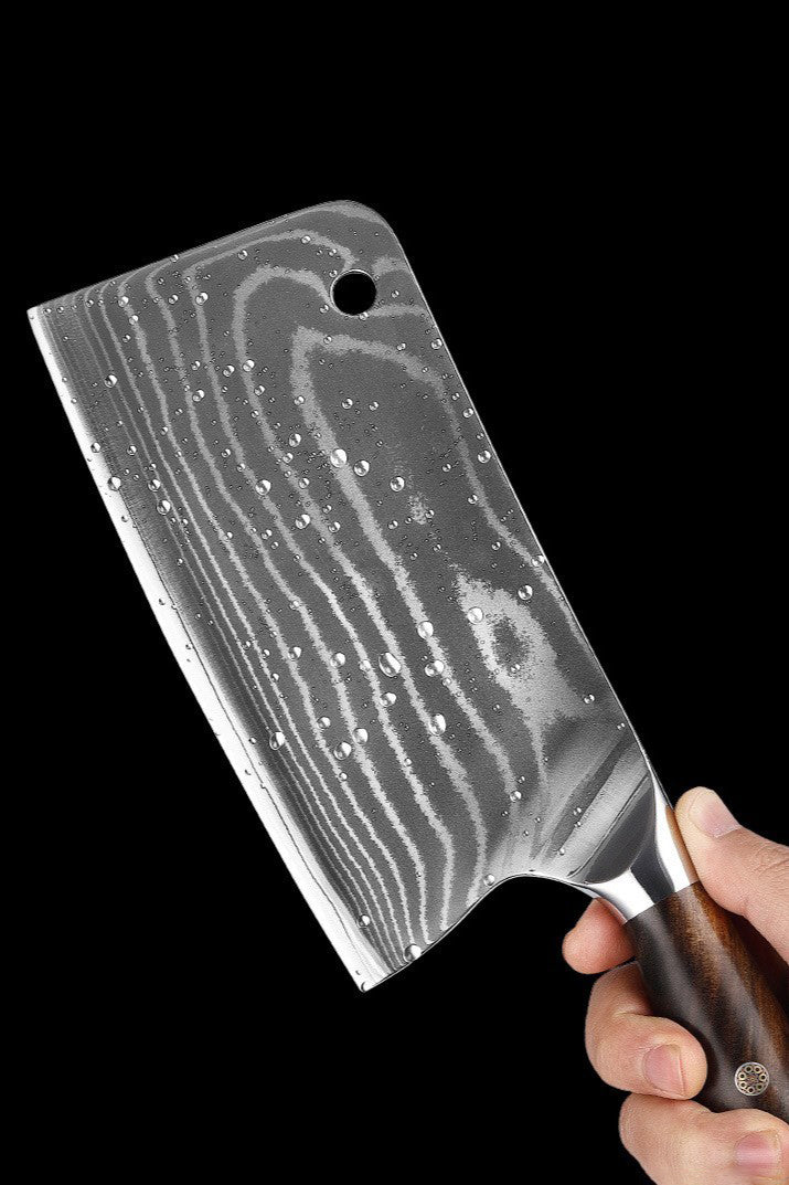 ARTIDGE 67-Layer Damascus Steel Bone Knife – 7.5" Heavy Duty Butcher Knife for Meat & Bone Cutting, Handmade Chinese Chopper with Ebony Wood Handle, 60±2 HRC - Ci Series