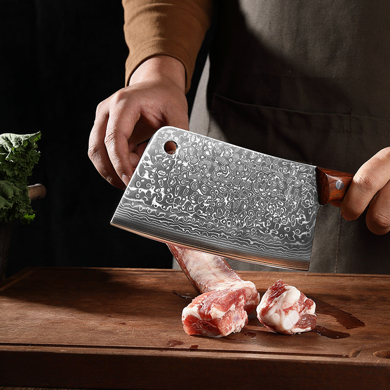 ARTIDGE 7.5" Damascus Steel Bone Knife, 67-Layer Forged Blade with Pearwood Handle, Heavy Duty Butcher Knife for Meat, Bones & Frozen Food - Ci Series