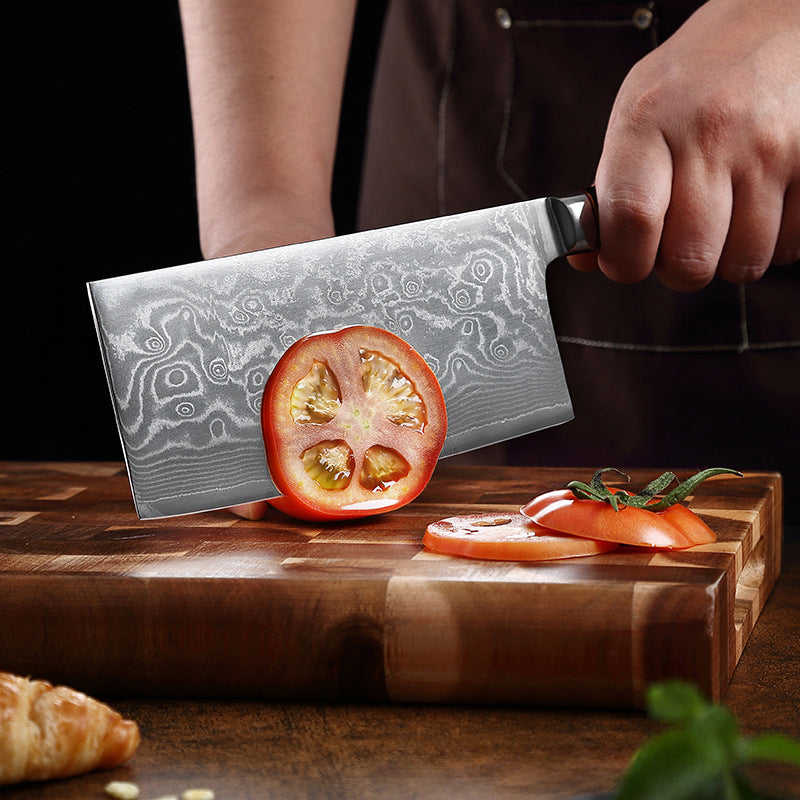 ARTIDGE Damascus Steel Cleaver Knife – 7-Inch Chinese Steel Core Blade, Polished Ebony Wood Handle, Ultra Sharp Kitchen Knife for Meat, Vegetables, Fruits – Professional Chef Knife - Ci Series