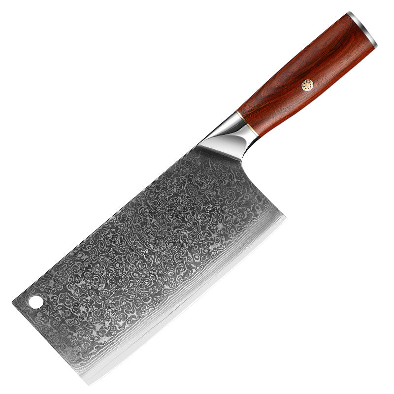 ARTIDGE Damascus Steel Cleaver Knife – 7-Inch Chinese Steel Core Blade, Polished Ebony Wood Handle, Ultra Sharp Kitchen Knife for Meat, Vegetables, Fruits – Professional Chef Knife - Ci Series