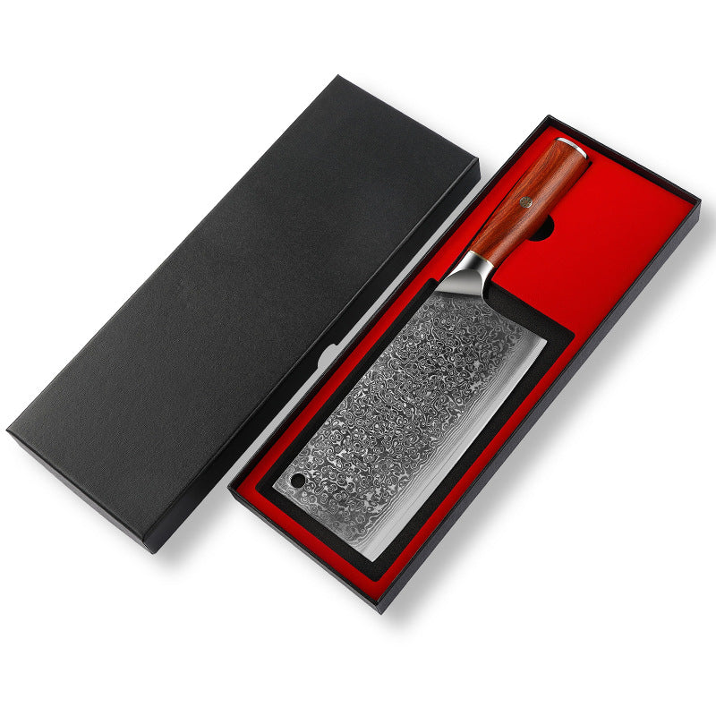 ARTIDGE Damascus Steel Cleaver Knife – 7-Inch Chinese Steel Core Blade, Polished Ebony Wood Handle, Ultra Sharp Kitchen Knife for Meat, Vegetables, Fruits – Professional Chef Knife - Ci Series