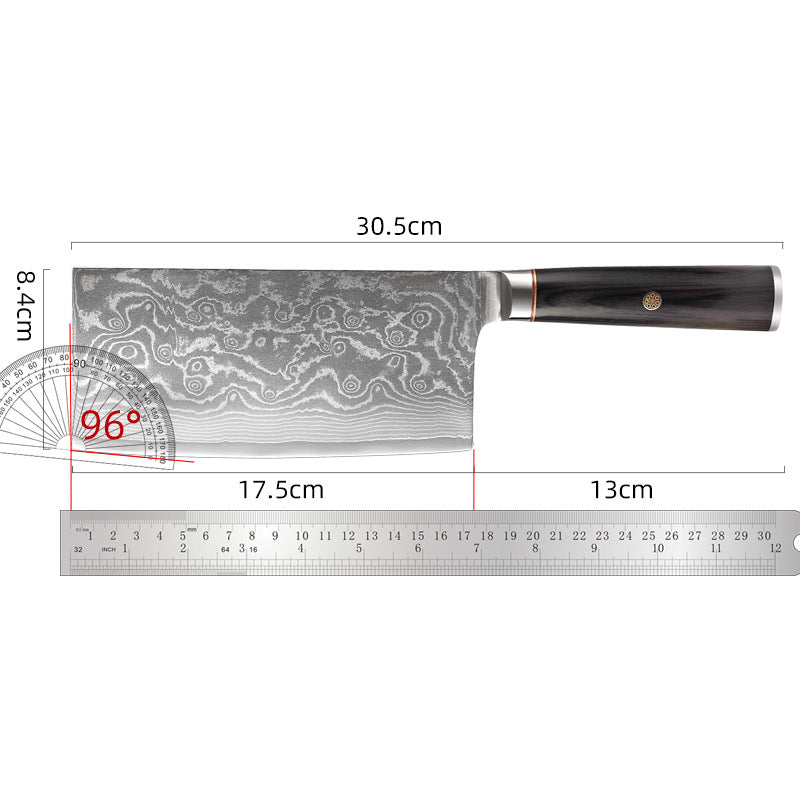 ARTIDGE Damascus Steel Cleaver Knife – 7-Inch Chinese Steel Core Blade, Polished Ebony Wood Handle, Ultra Sharp Kitchen Knife for Meat, Vegetables, Fruits – Professional Chef Knife - Ci Series