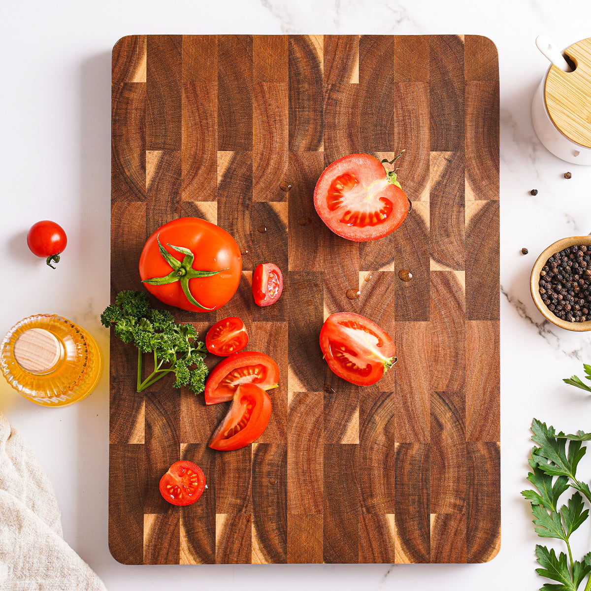 ARTIDGE Acacia Wood End Grain Cutting Board – 2.5cm Thick, Built-In Handles, Knife-Friendly & Easy Clean, Perfect Gift for Kitchen Lovers