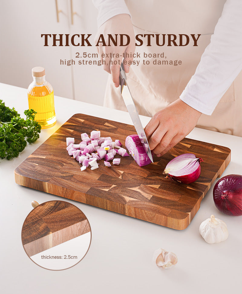 ARTIDGE Acacia Wood End Grain Cutting Board – 2.5cm Thick, Built-In Handles, Knife-Friendly & Easy Clean, Perfect Gift for Kitchen Lovers