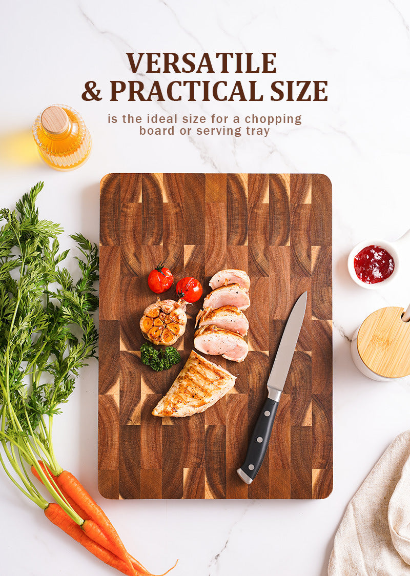 ARTIDGE Acacia Wood End Grain Cutting Board – 2.5cm Thick, Built-In Handles, Knife-Friendly & Easy Clean, Perfect Gift for Kitchen Lovers