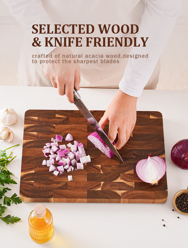 ARTIDGE Acacia Wood End Grain Cutting Board – 2.5cm Thick, Built-In Handles, Knife-Friendly & Easy Clean, Perfect Gift for Kitchen Lovers