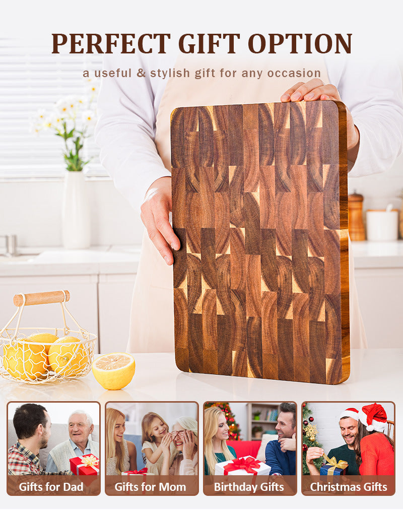 ARTIDGE Acacia Wood End Grain Cutting Board – 2.5cm Thick, Built-In Handles, Knife-Friendly & Easy Clean, Perfect Gift for Kitchen Lovers