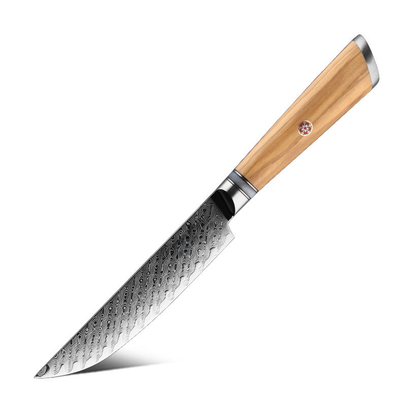 ARTIDGE 7-Piece Kitchen Knife Set 67 Layers Damascus Steel with AUS-10 Steel Core and Olive Wood Handle, Premium Sharpness, Ergonomic Design with a Hardness of 60±2 HRC - Pure Series