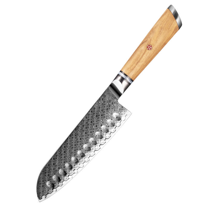 ARTIDGE 7-Piece Kitchen Knife Set 67 Layers Damascus Steel with AUS-10 Steel Core and Olive Wood Handle, Premium Sharpness, Ergonomic Design with a Hardness of 60±2 HRC - Pure Series