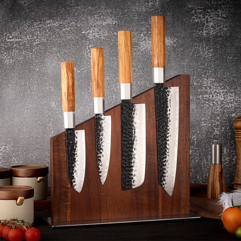 ARTIDGE Magnetic Knife Block – Acacia Wood Knife Holder with Weighted Anti-Slip Metal Base, Magnetic Knife Stand for Kitchen Countertop, Durable & Stylish Knife Organizer