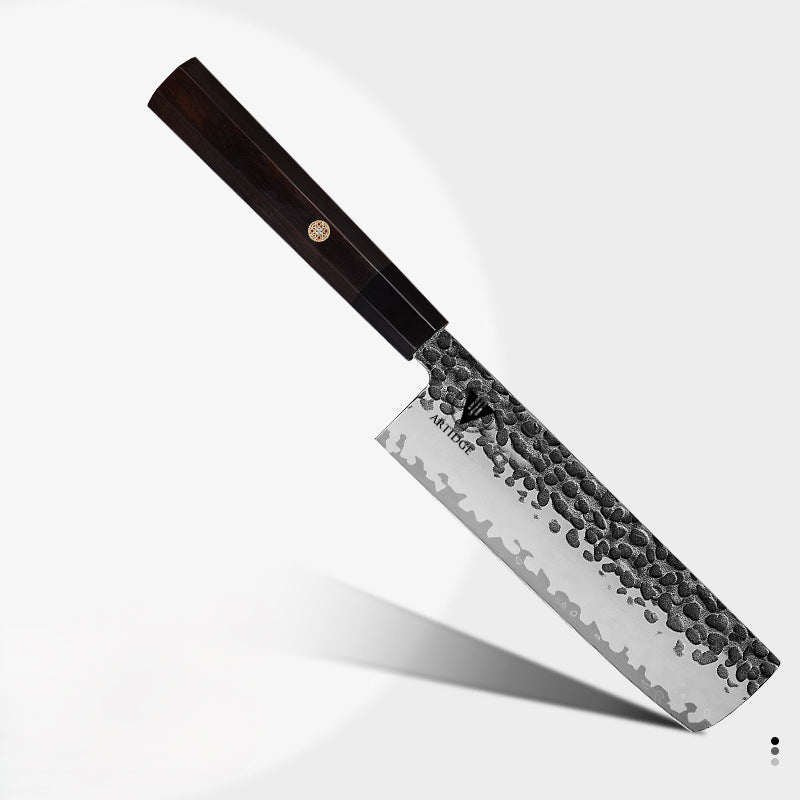 ARTIDGE 7" Japanese Nakiri Knife - 180mm San Mai Damascus Blade, Ebony Handle, Ultra-Thin Design for Effortless Vegetable Prep- JIA SERIES