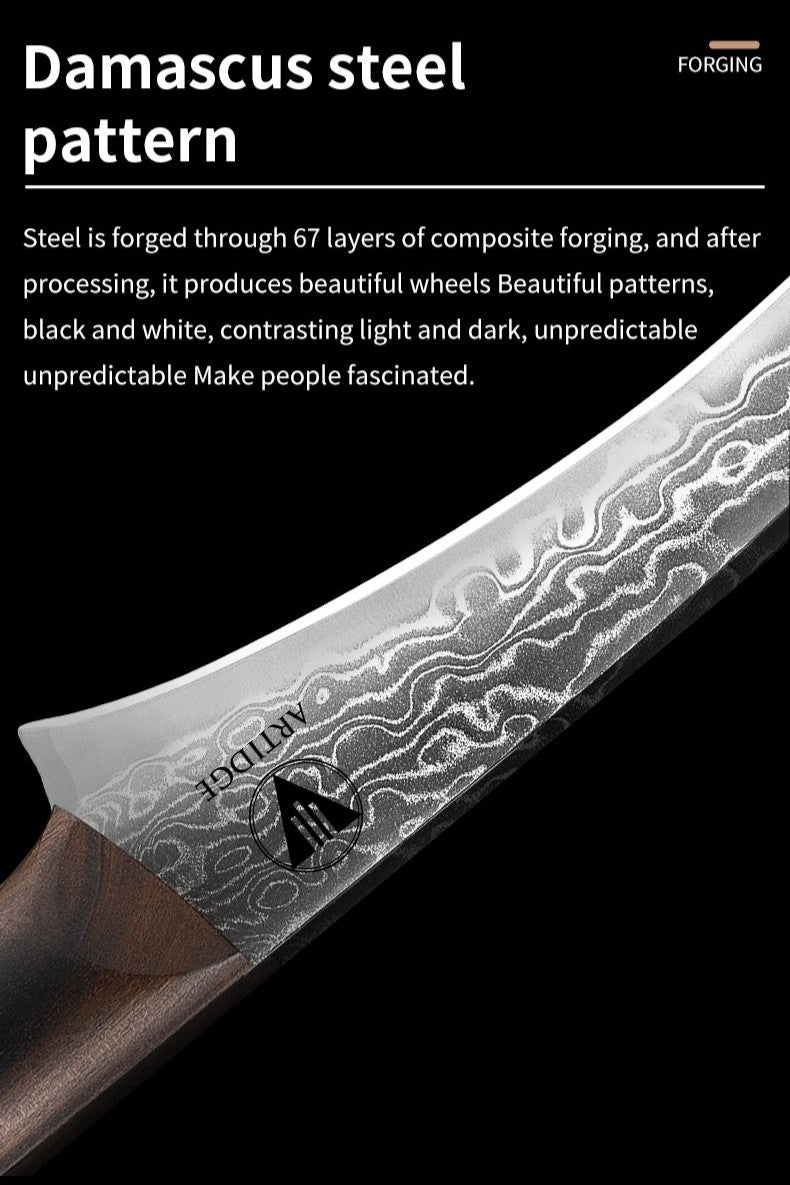 ARTIDGE 3.5" Paring Knife Damascus Steel Peel Chef Knife - 67-Layer Forged Fruit/Vegetable Knife with Natural Solid Wood Handle, 15° Double-Edged Blade, Ultra-Sharp & Corrosion Resistant-Sheng Series