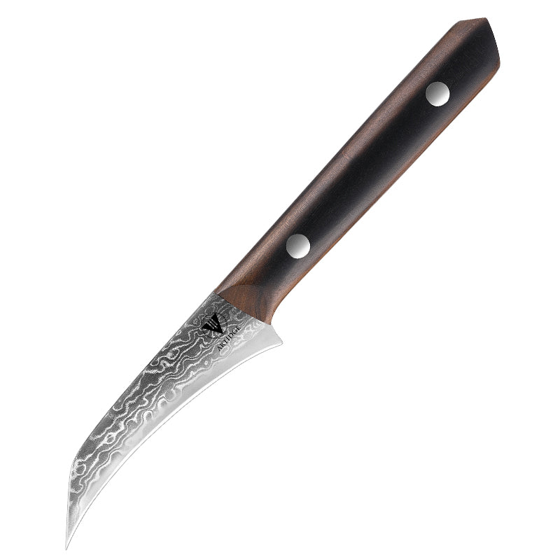 ARTIDGE 3.5" Paring Knife Damascus Steel Peel Chef Knife - 67-Layer Forged Fruit/Vegetable Knife with Natural Solid Wood Handle, 15° Double-Edged Blade, Ultra-Sharp & Corrosion Resistant-Sheng Series