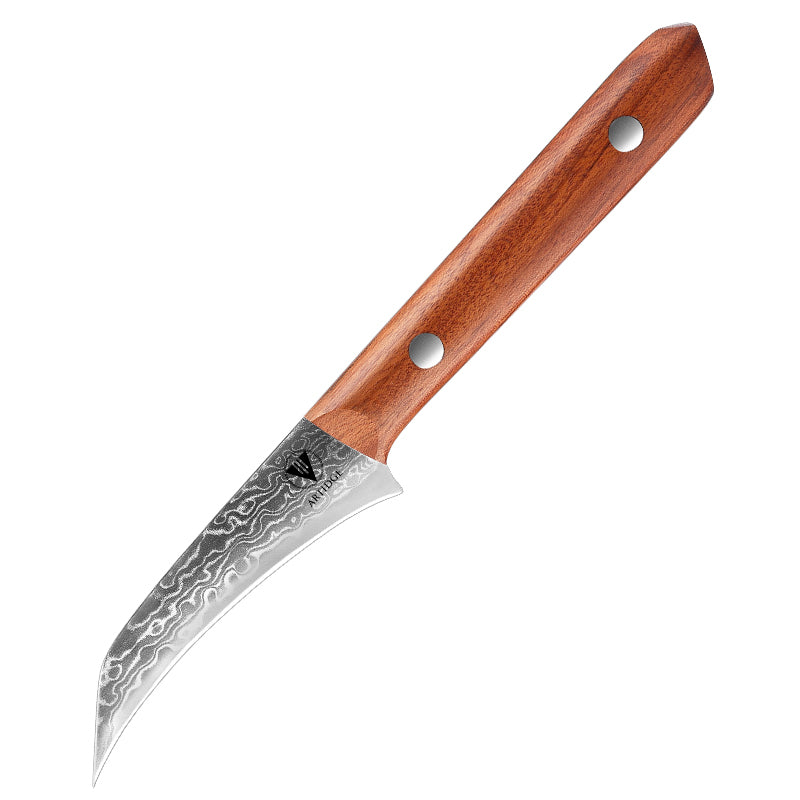 ARTIDGE 3.5" Paring Knife Damascus Steel Peel Chef Knife - 67-Layer Forged Fruit/Vegetable Knife with Natural Solid Wood Handle, 15° Double-Edged Blade, Ultra-Sharp & Corrosion Resistant-Sheng Series