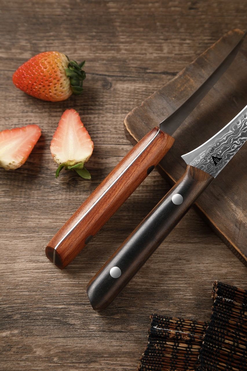 ARTIDGE 3.5" Paring Knife Damascus Steel Peel Chef Knife - 67-Layer Forged Fruit/Vegetable Knife with Natural Solid Wood Handle, 15° Double-Edged Blade, Ultra-Sharp & Corrosion Resistant-Sheng Series