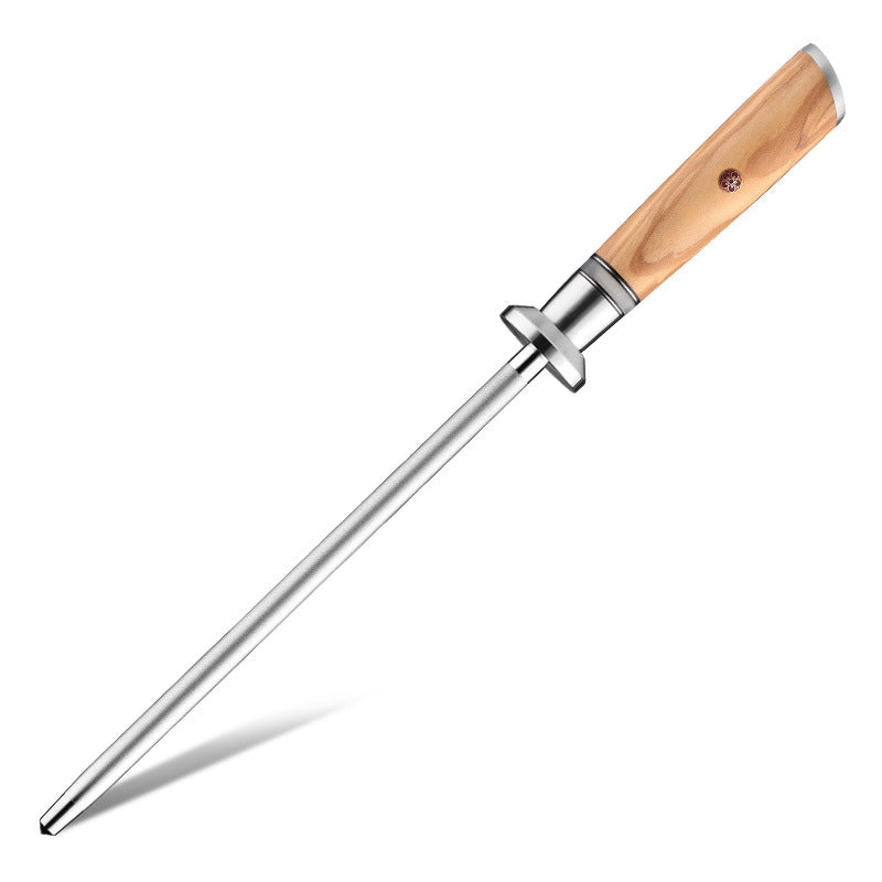 ARTIDGE 10" Diamond Sharpening Rod - 600 Grit Honing Professional Knife Sharpener with resin rim & Olive Wood Handle - Pure Series
