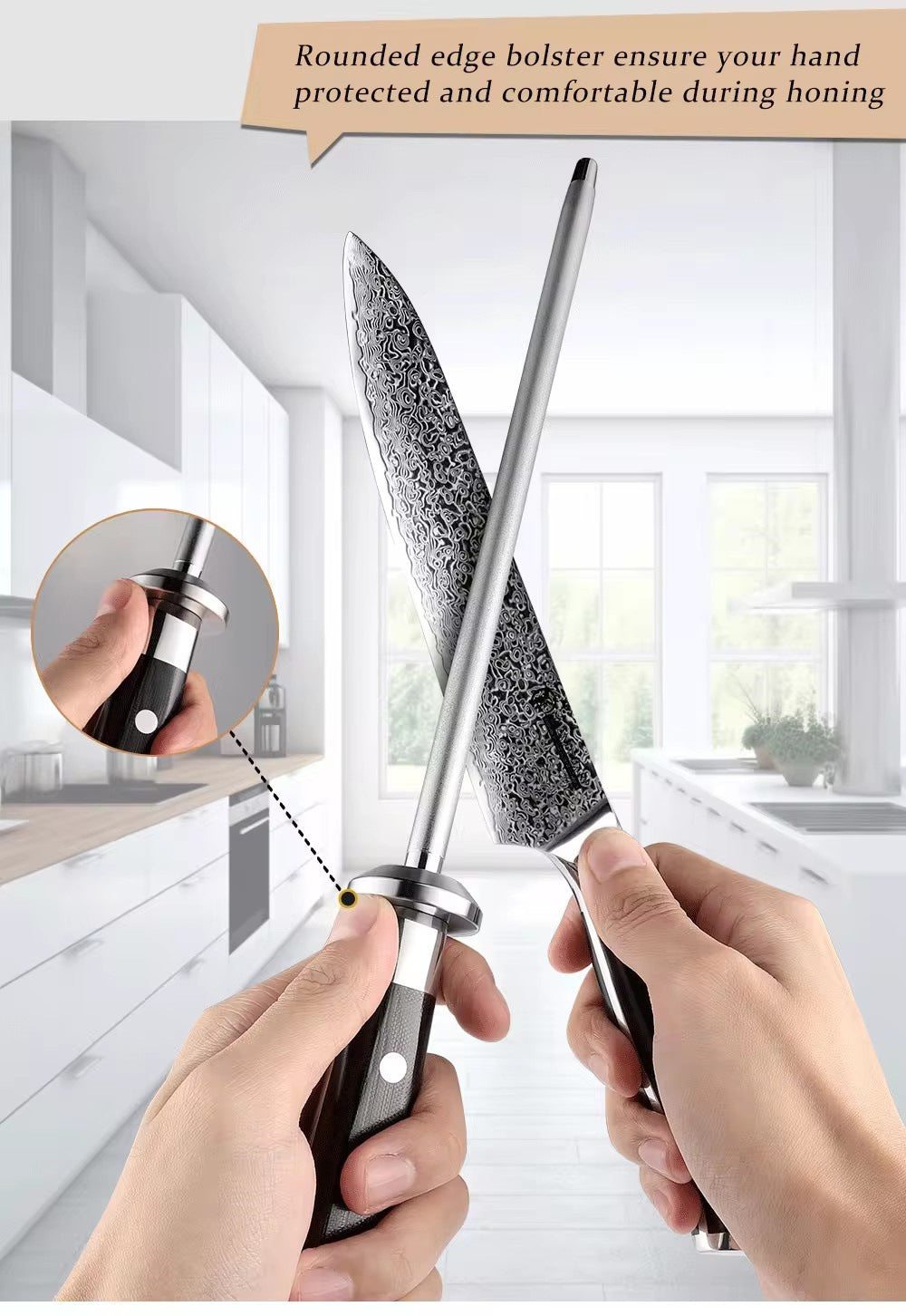 ARTIDGE 10-Inch Diamond Sharpening Rod – 600 Grit Honing Steel with G10 Handle – Professional Knife Sharpener Tool for Kitchen Knives - Dang Series