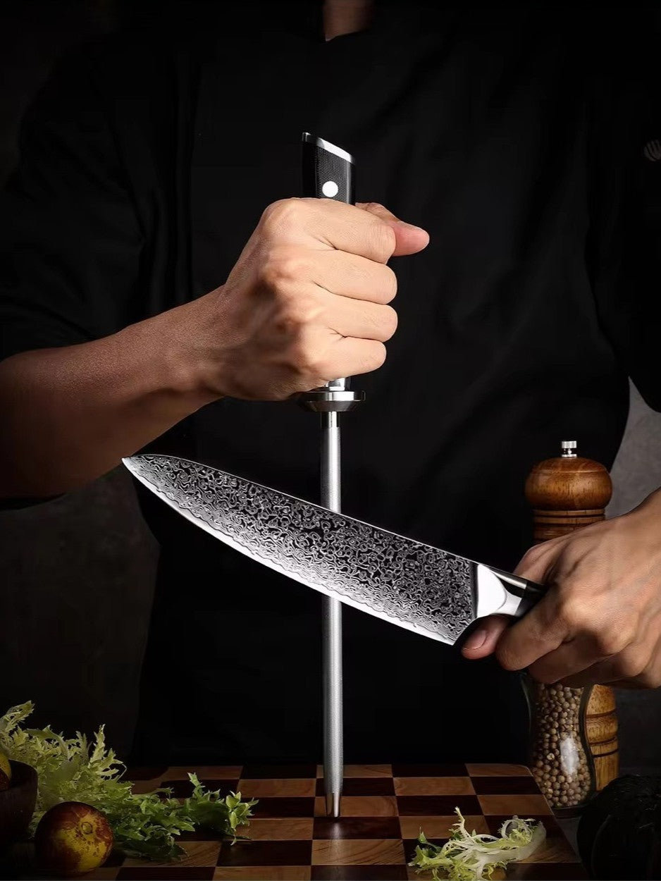 ARTIDGE 10-Inch Diamond Sharpening Rod – 600 Grit Honing Steel with G10 Handle – Professional Knife Sharpener Tool for Kitchen Knives - Dang Series