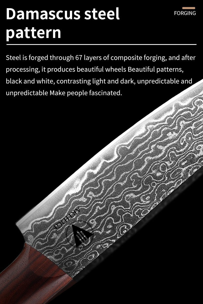 ARTIDGE 4-Piece Damascus Steel Steak Knife Set – 67-Layer Forged Blades, Natural Solid Wood Handle, Ultra-Sharp & Rust-Resistant, Perfect for Fine Dining-Sheng Series
