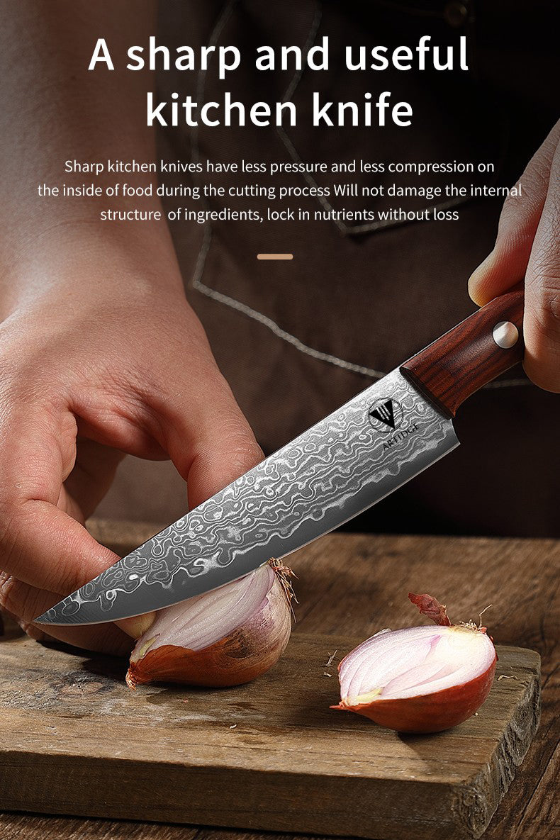 ARTIDGE 4.7" Utility Knife Damascus Steel Multi-Purpose Chef Knife - 67-Layer Forged Kitchen Knife with Natural Solid Wood Handle, 15° Double-Edged Blade, Ultra-Sharp & Durable-Sheng Series