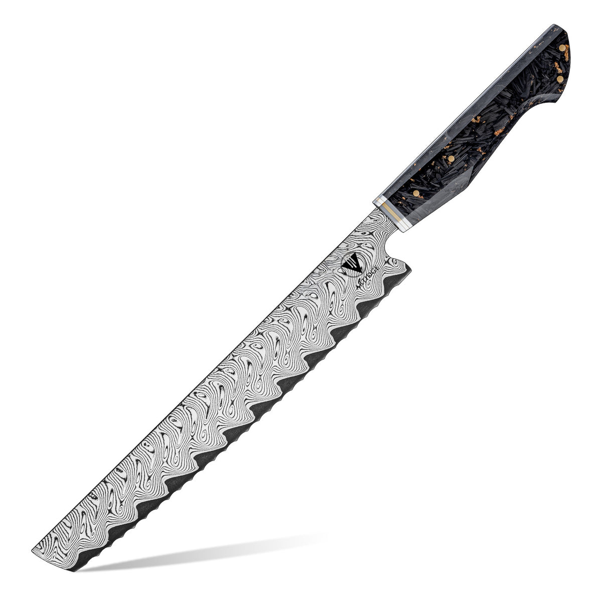 ARTIDGE Kitchen Knife Set,67-Layer Damascus Steel with AUS-10 Japanese Steel Core, Ultra Sharp Kitchen Knife with Carbon Fiber & Gold-Foil Handle, 60±2 HRC, V-Shape Grinding Edge for Precision Cutting - Zest Series