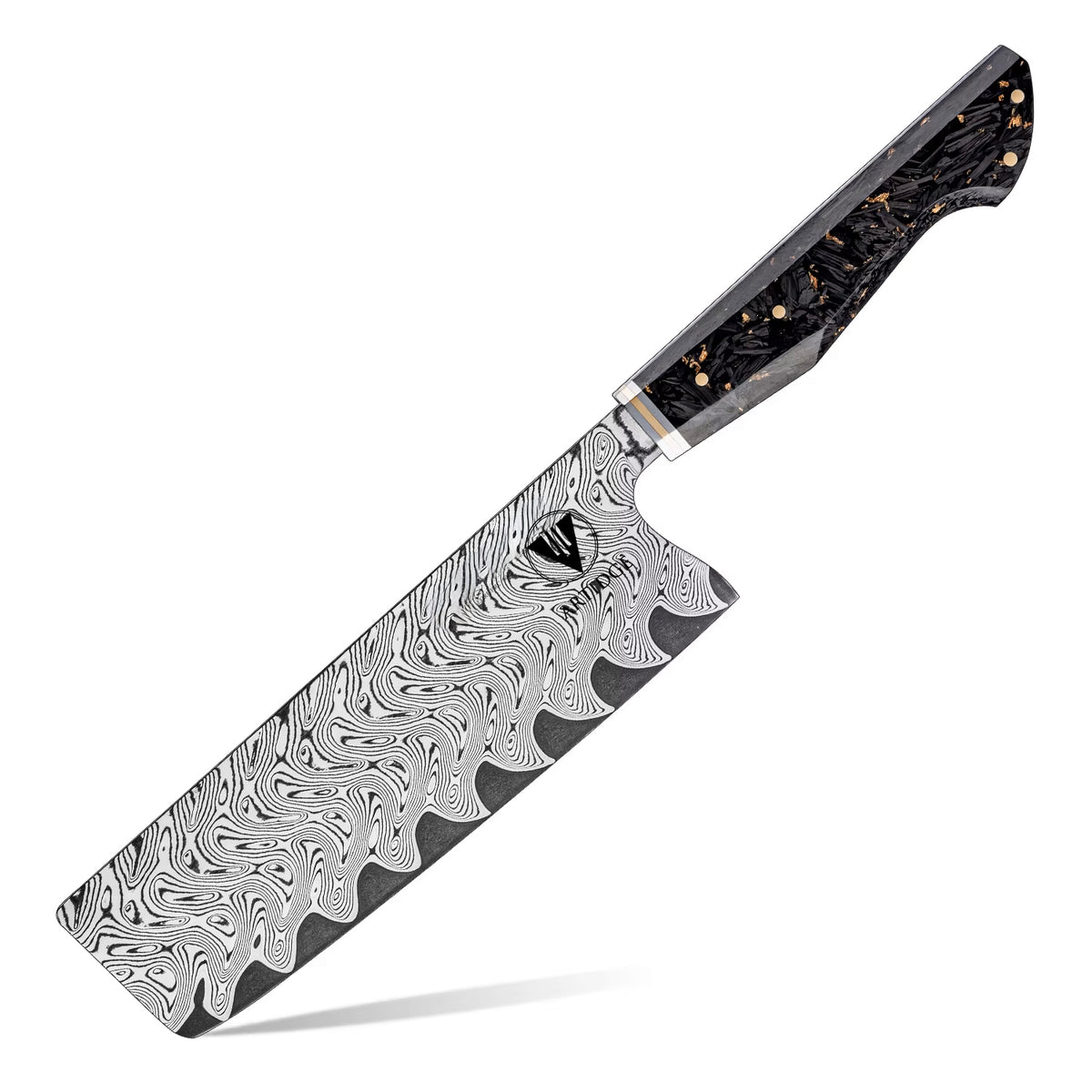 ARTIDGE Kitchen Knife Set,67-Layer Damascus Steel with AUS-10 Japanese Steel Core, Ultra Sharp Kitchen Knife with Carbon Fiber & Gold-Foil Handle, 60±2 HRC, V-Shape Grinding Edge for Precision Cutting - Zest Series
