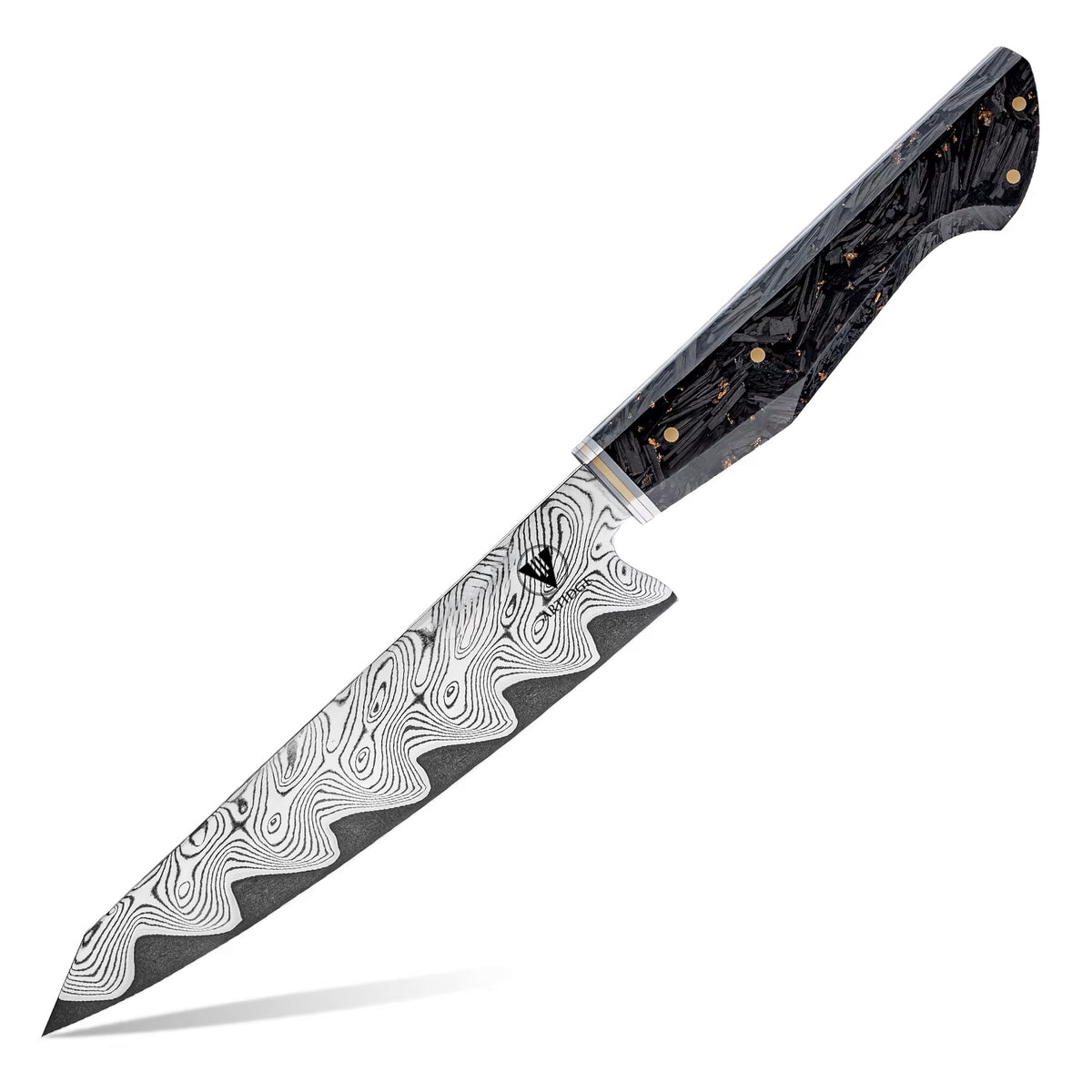 ARTIDGE Kitchen Knife Set,67-Layer Damascus Steel with AUS-10 Japanese Steel Core, Ultra Sharp Kitchen Knife with Carbon Fiber & Gold-Foil Handle, 60±2 HRC, V-Shape Grinding Edge for Precision Cutting - Zest Series